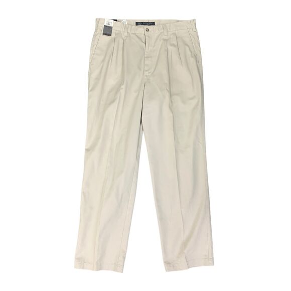Vintage Dockers Pants Mens 38 Khaki Pleated Front Cotton Golf Tour Trouser - Picture 1 of 13